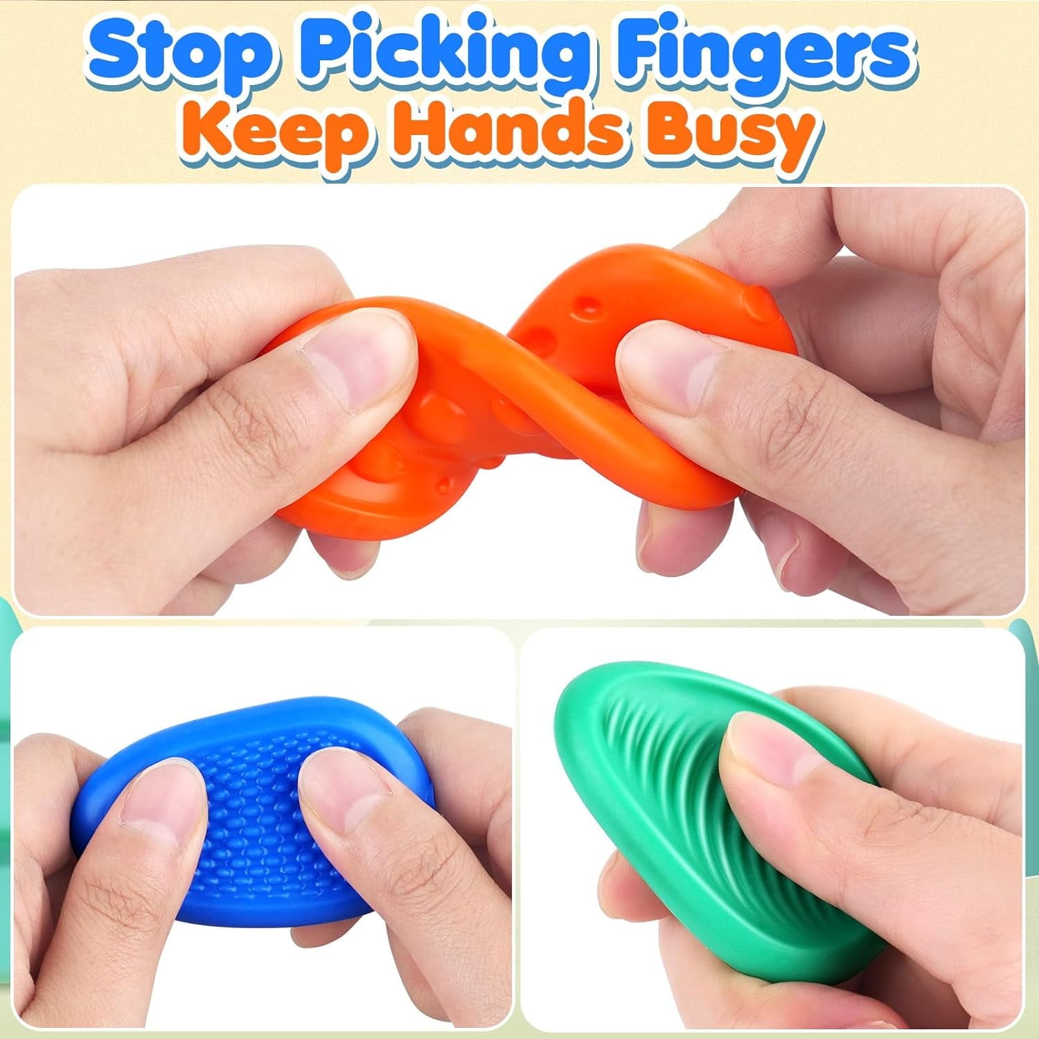 Sensory Stone for Kids: 6 Pack Textured Soft Worry