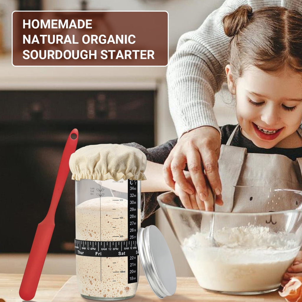 TINANA Sourdough Starter Jar Kit, 650ml Sourdough Starter Jar With The