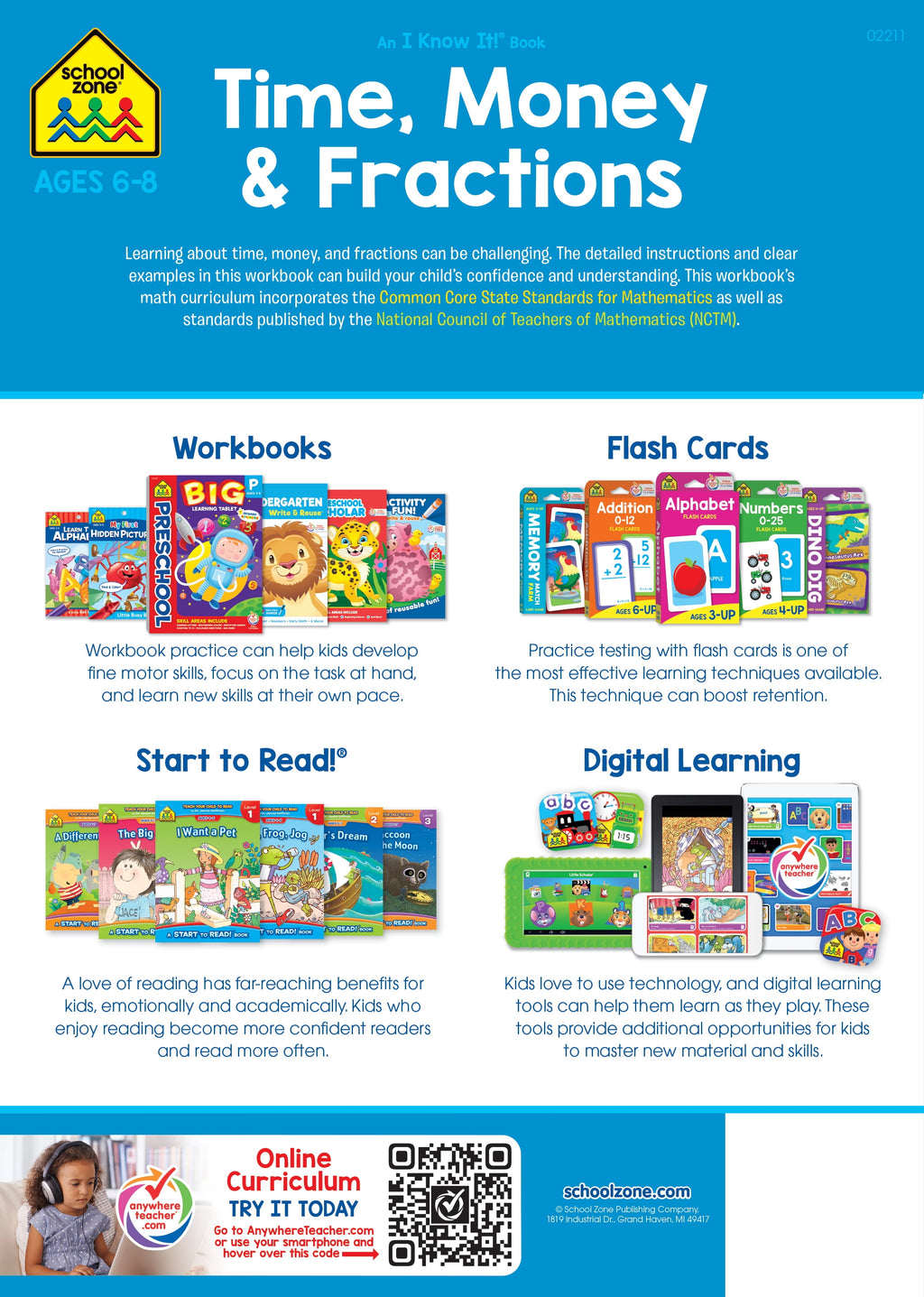 School Zone Time, Money & Fractions Workbook