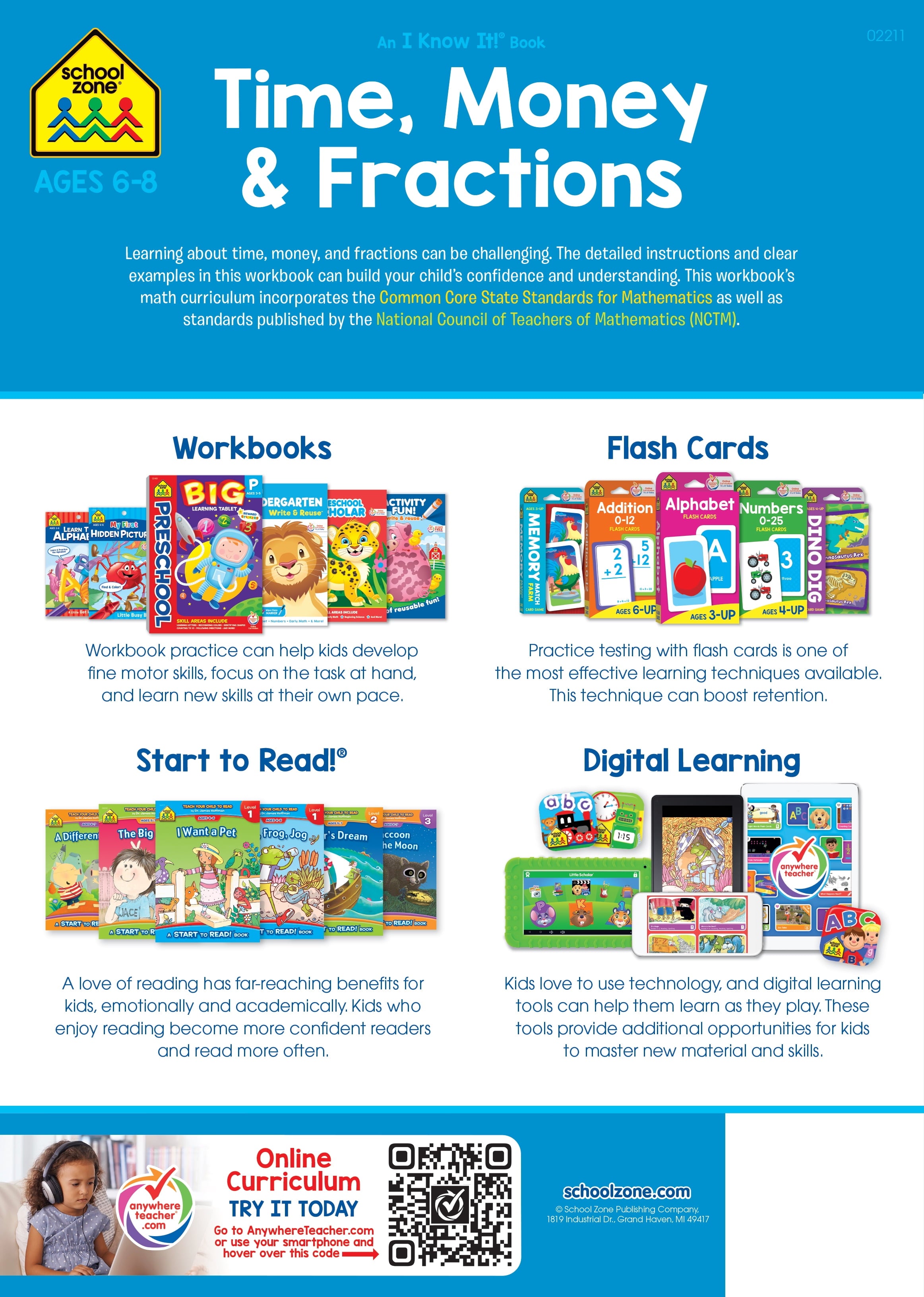 School Zone Time, Money & Fractions Workbook
