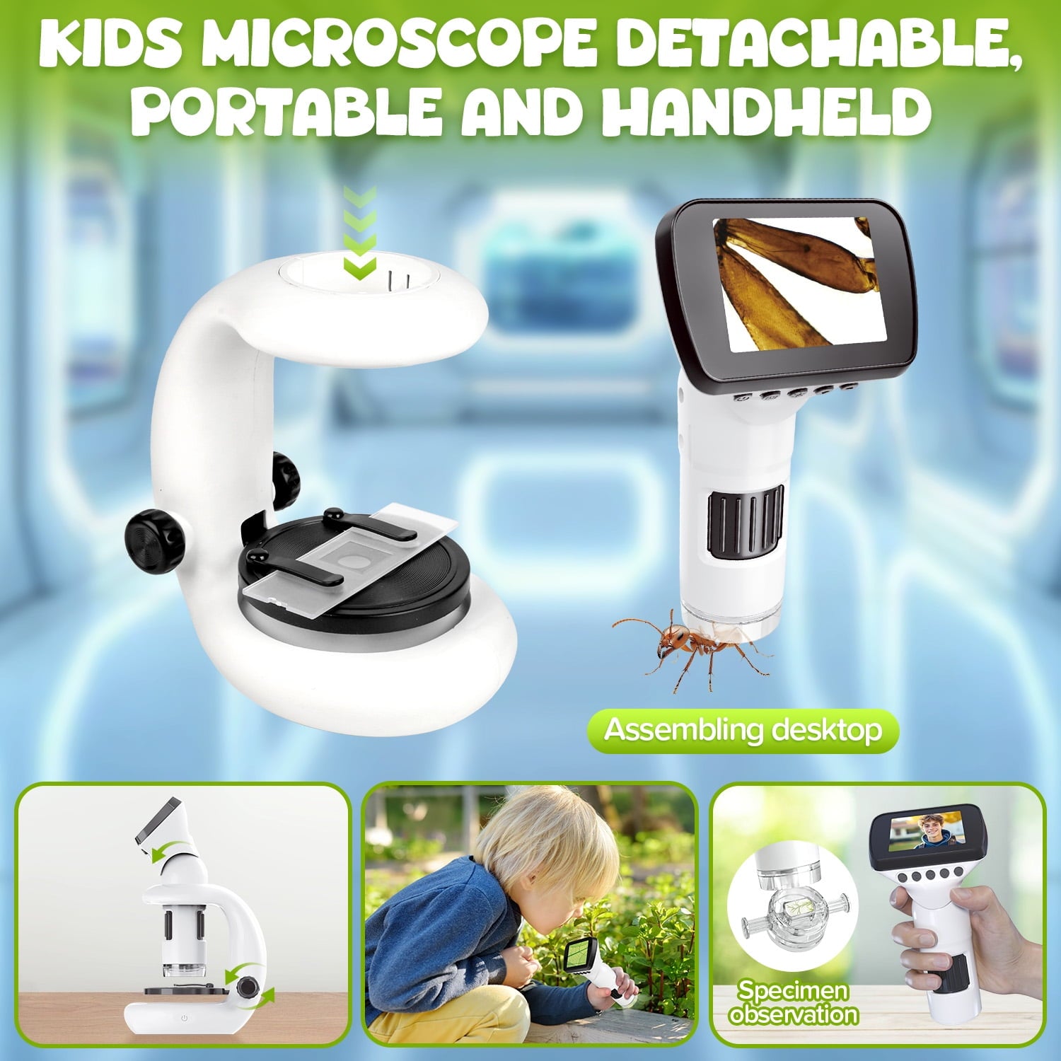 UUSUOO Microscope for Kids,Beginner STEM Microscope Kit,Educational To