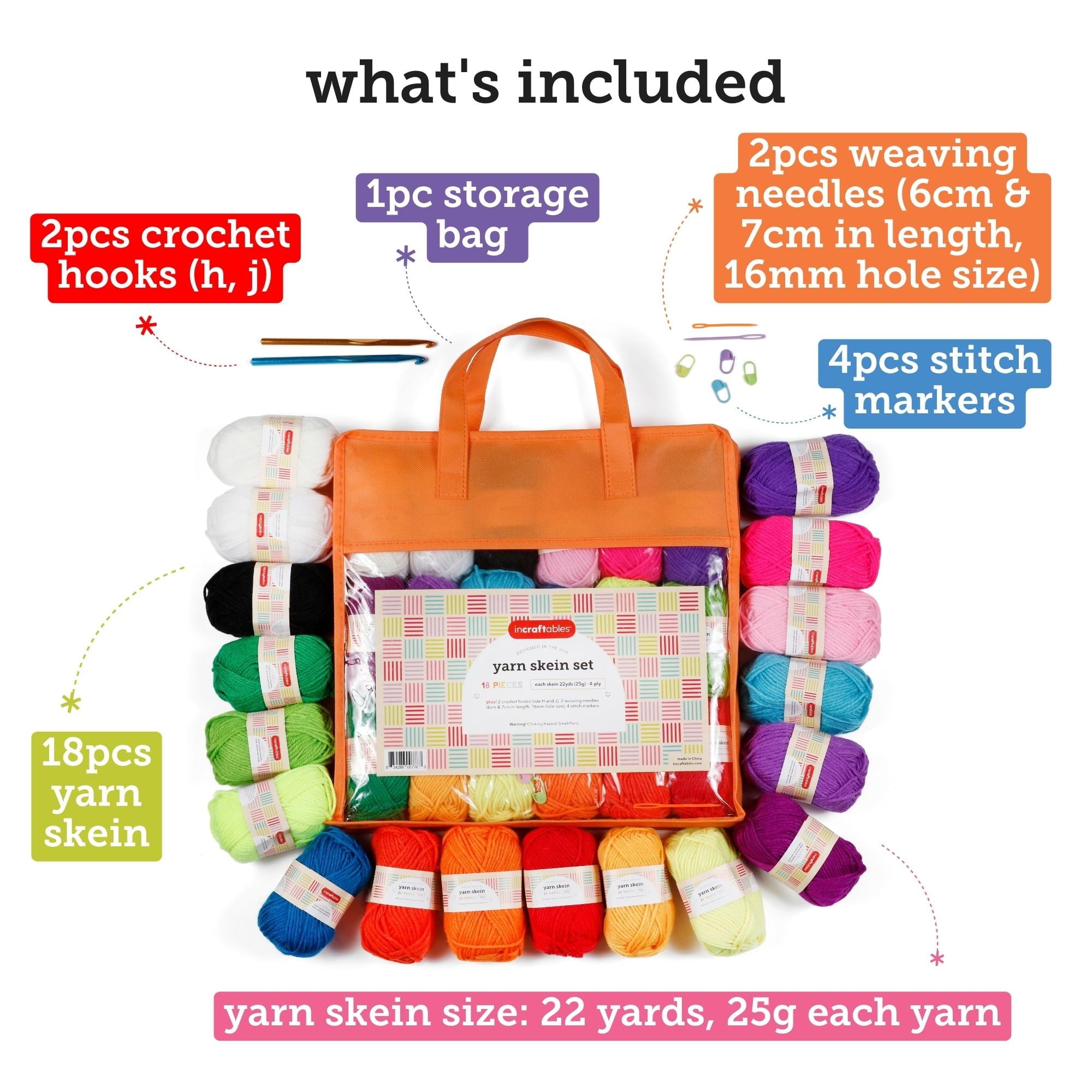 Incraftables 24 Color Yarn Set – Acrylic Yarn Set for Crocheting, Kn