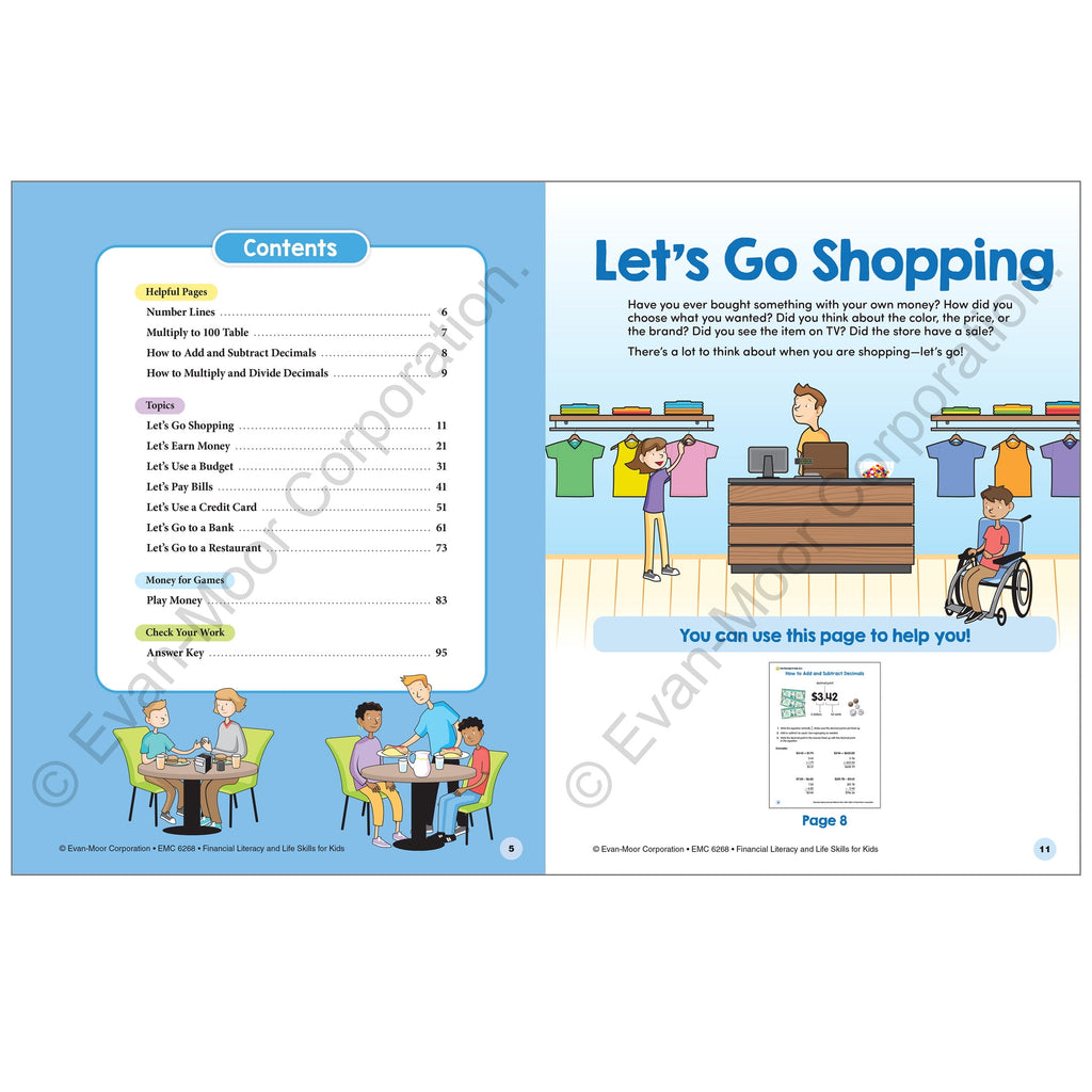 Evan-Moor Financial Literacy and Life Skills for Kids, Age 10 - 11 Wor