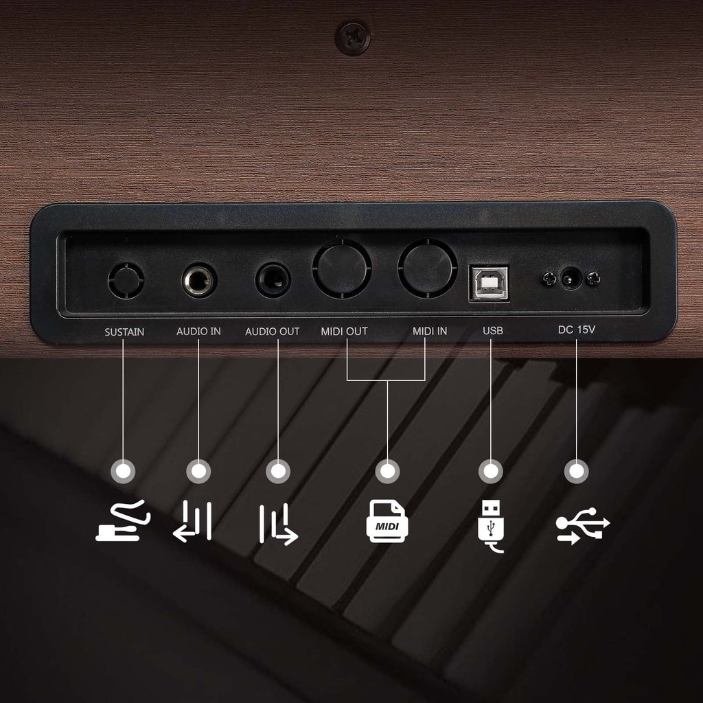 Glarry 88 Key Full Weighted Digital Piano with Furniture Stand, Audio
