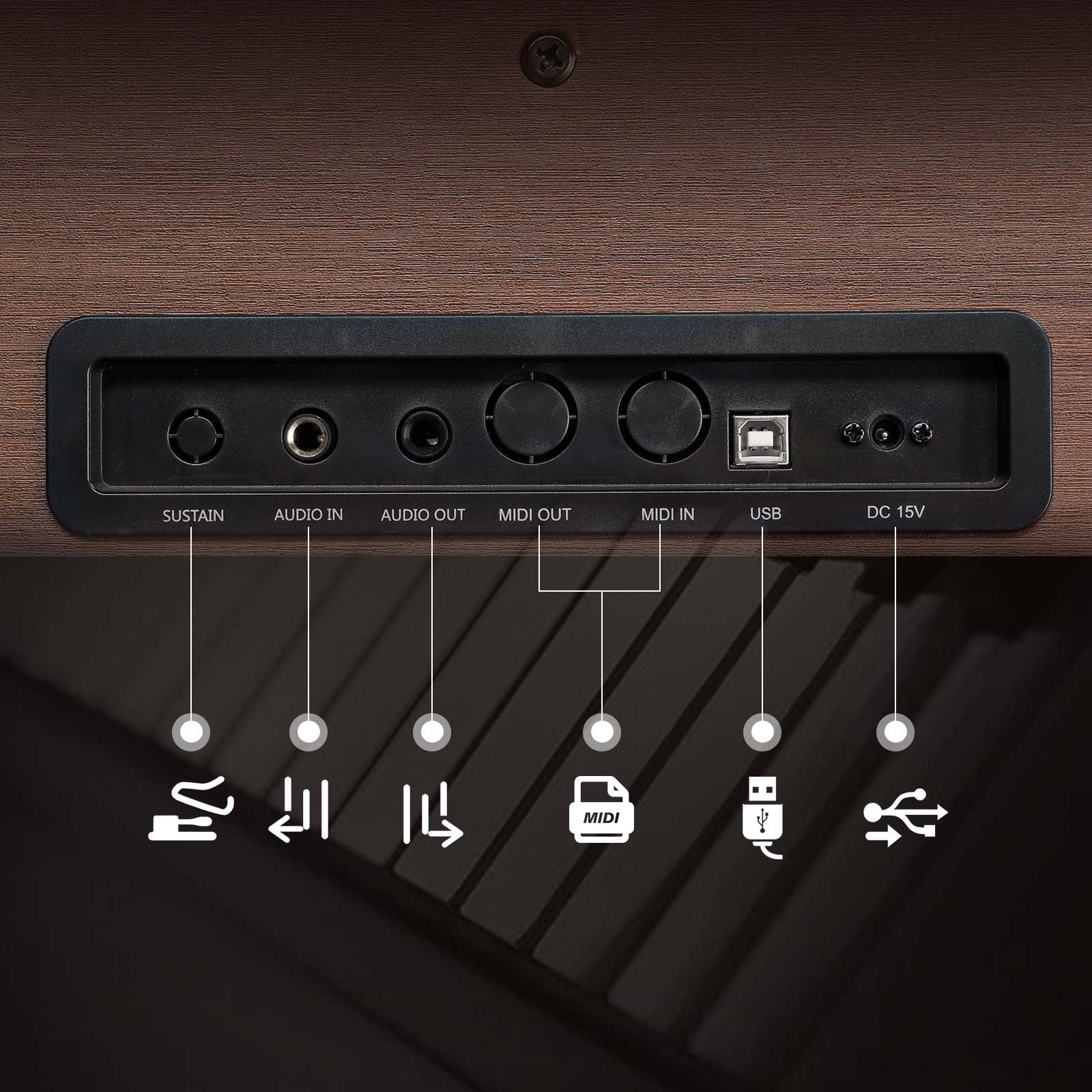 Glarry 88 Key Full Weighted Digital Piano with Furniture Stand, Audio