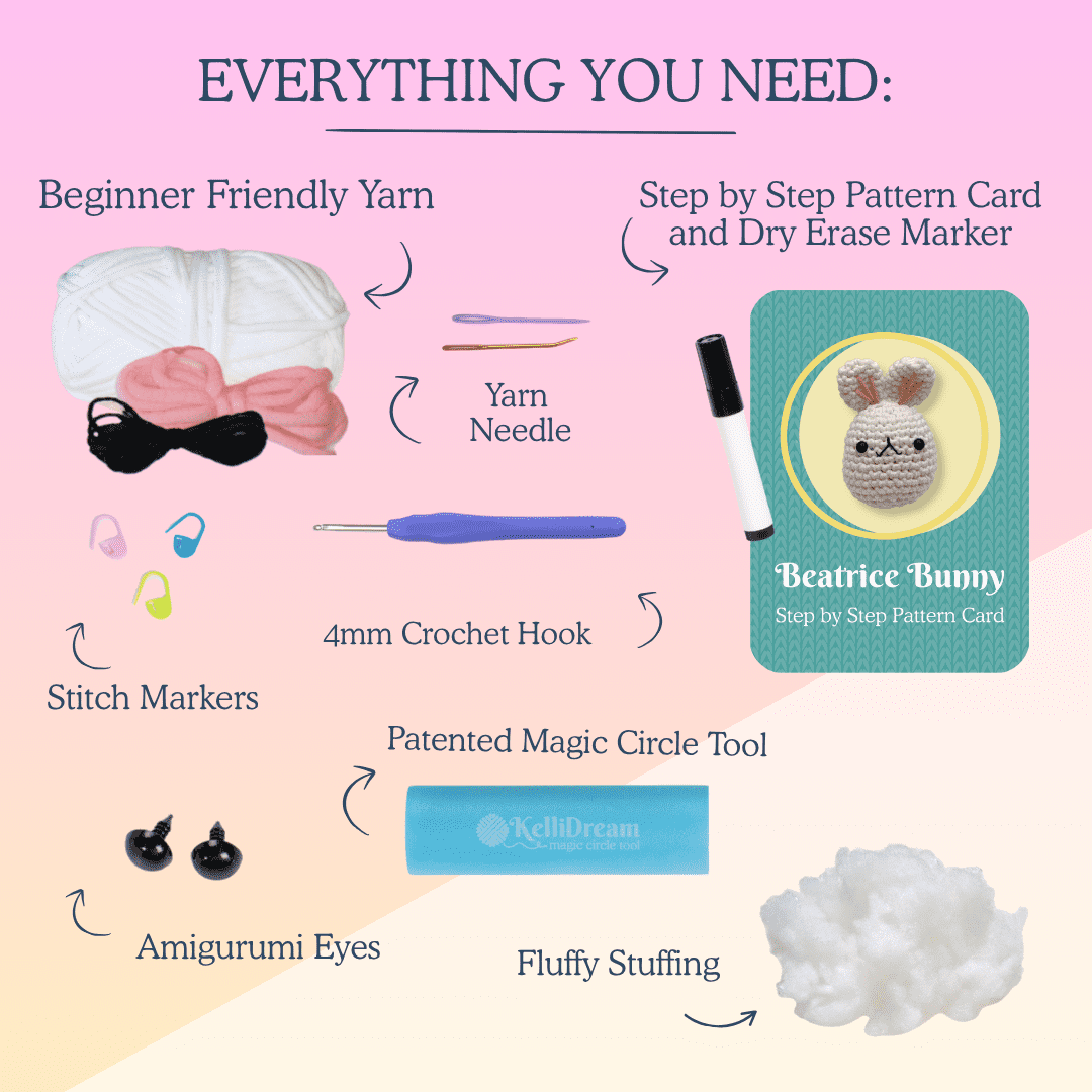 Learn to Crochet Kit for Beginners ~ Beatrice Bunny (Includes Blue Mag