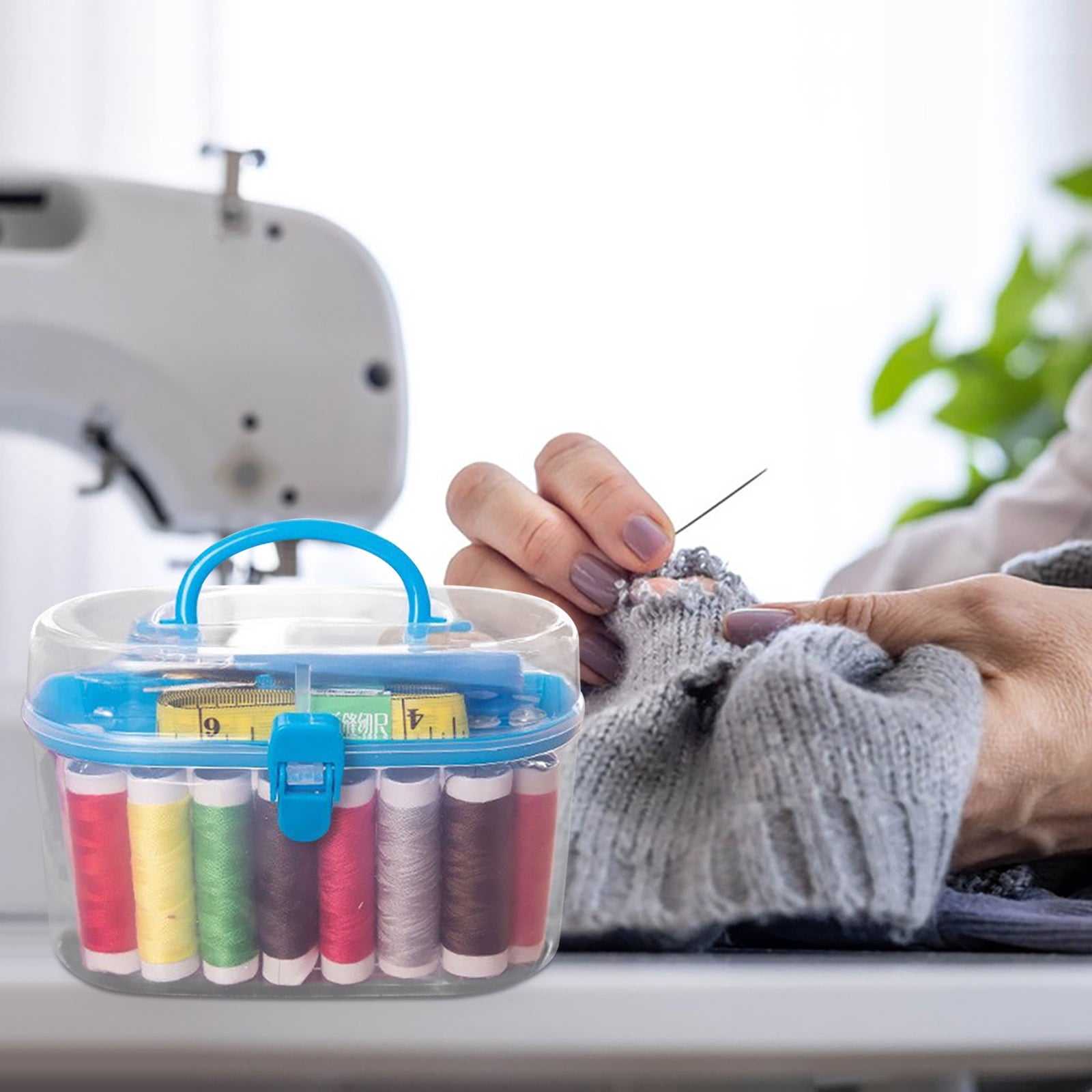 LiUMX Deluxe Sewing Kit with Double-Layer Storage Box - 16 Colored Thr