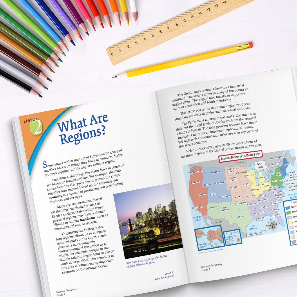 Spectrum Spectrum Geography, Grade 4: Regions of the U.S.A. Volume 94,