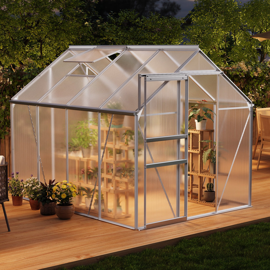Spacious Polycarbonate Walk-In Greenhouse 6x8 FT – Heavy Duty Alumin