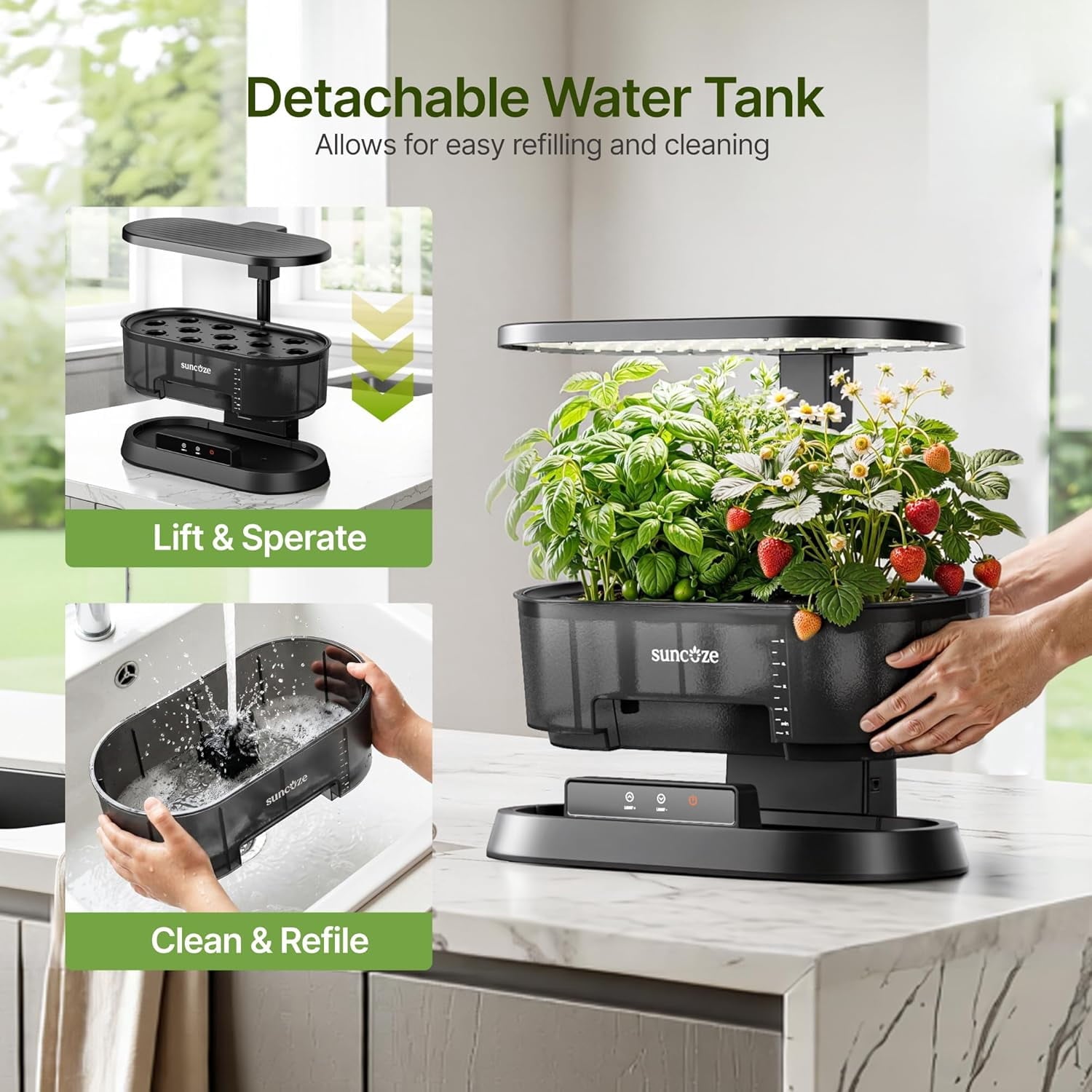 SUNCOZE Hydroponics Growing System with Removable Tank, 12 Pod Indoor