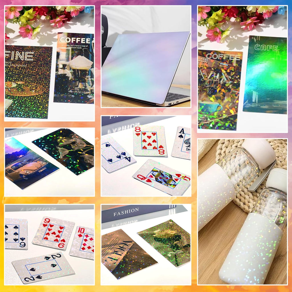 30 Sheets A4 Holographic Sticker Paper, Waterproof Clear Vinyl Laminat