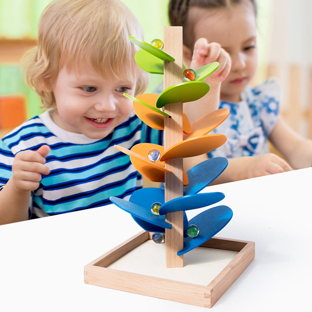 lanema Rainbow Music Tree Toy Wooden Ball Drop For Kids Educational Le