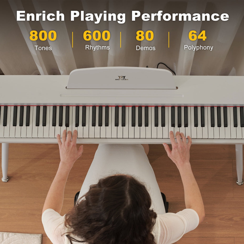 White 88Keys Semi Weighted Electric Digital Piano w/3-Pedal,USB/MIDI,S