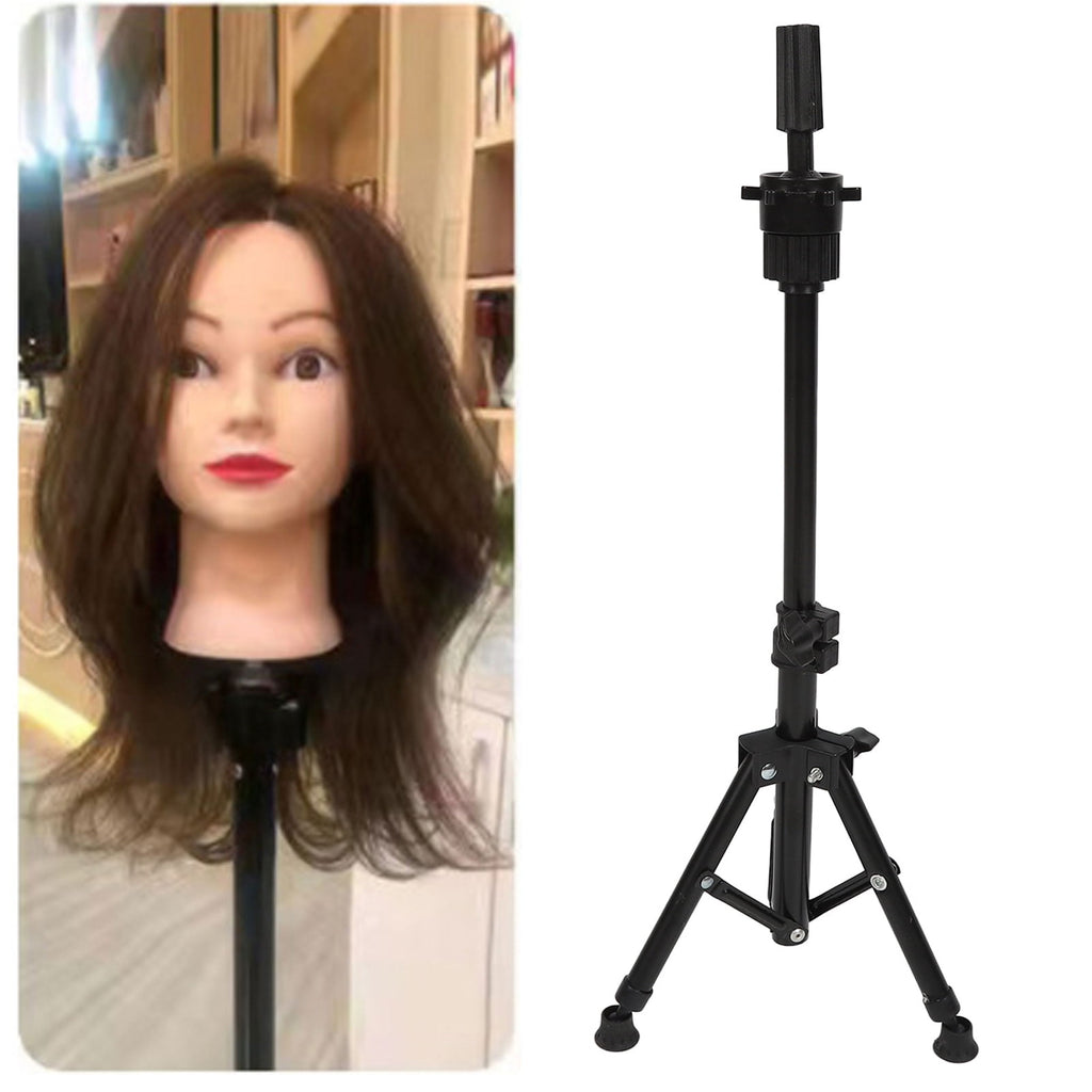 NFTIGB Black Mannequin Head Stand Aluminium Alloy Adjustable Wig Stand
