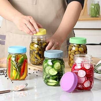 4-Piece Mason Jar Set with Multicolor Canning Lids – Perfect for Pan