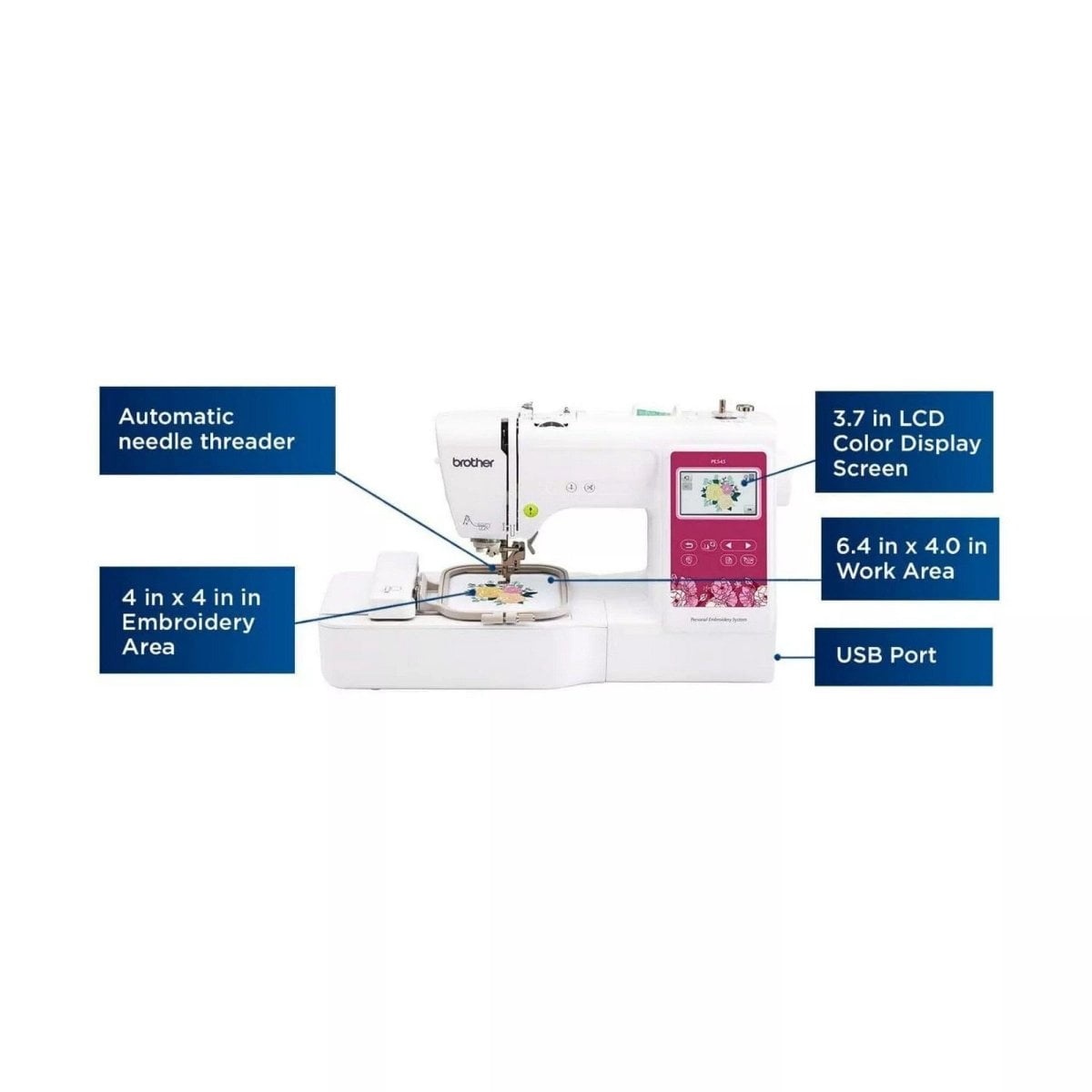 Brother PE545 Embroidery Machine with 4" x 4" Hoop & Accessories
