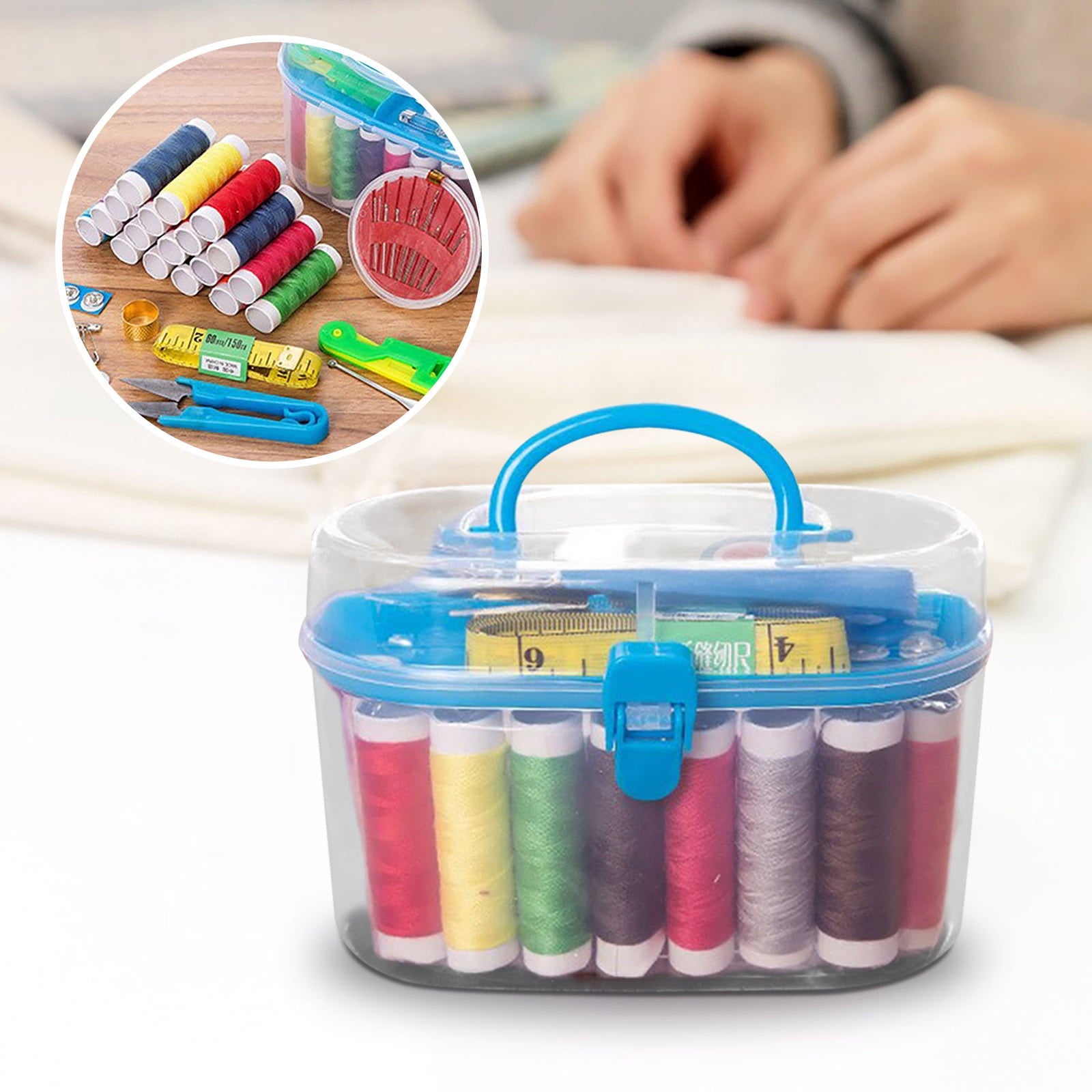 LiUMX Deluxe Sewing Kit with Double-Layer Storage Box - 16 Colored Thr