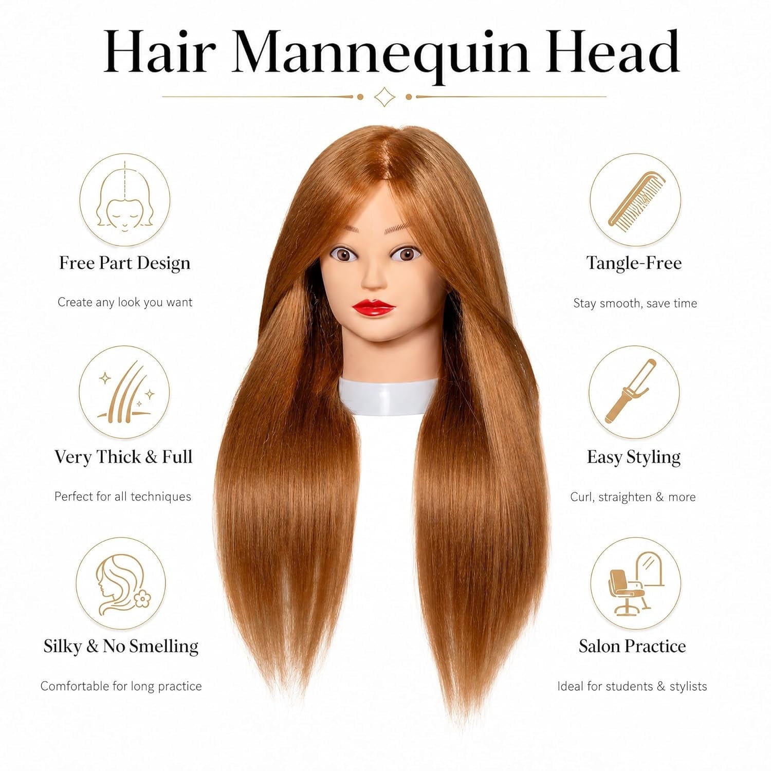 TELOLY 80% Real Human Hair Mannequin Head 26-28“ Cosmetology Doll He