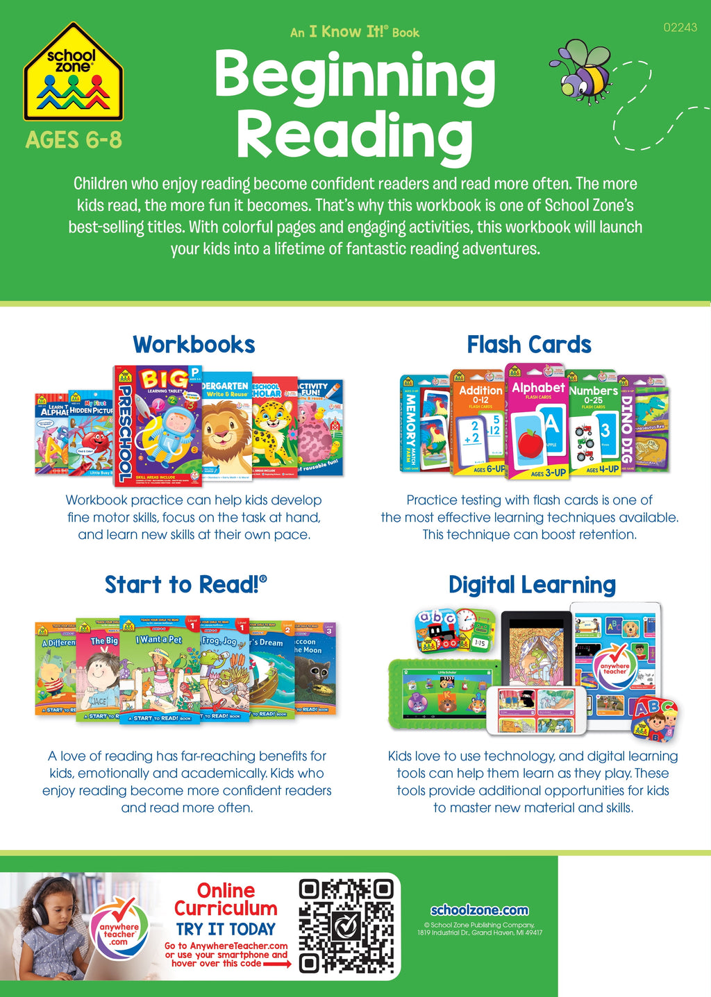School Zone Beginning Reading Workbook