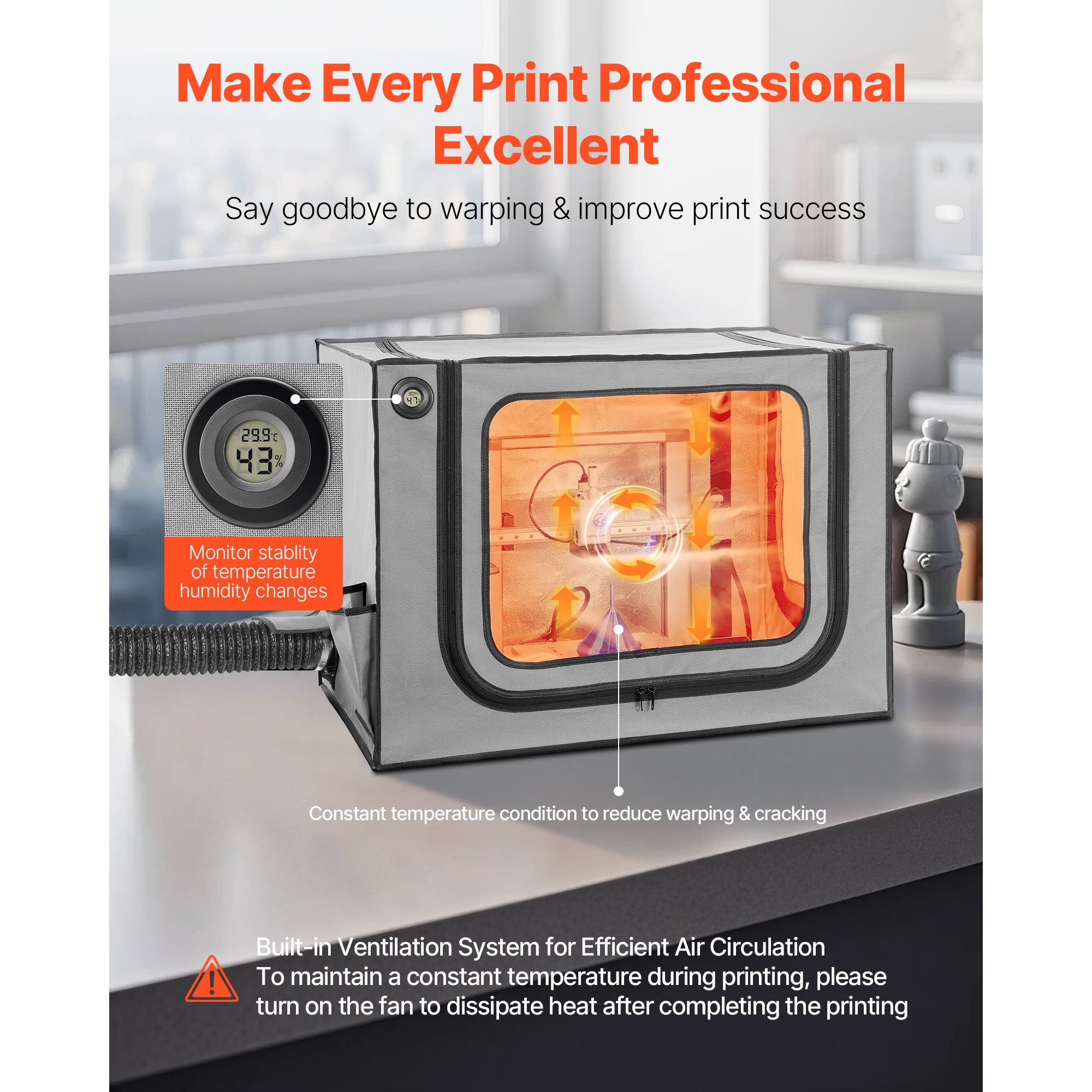 KFFKFF 3D Printer Enclosure with Ventilation, Durable Waterproof Prote