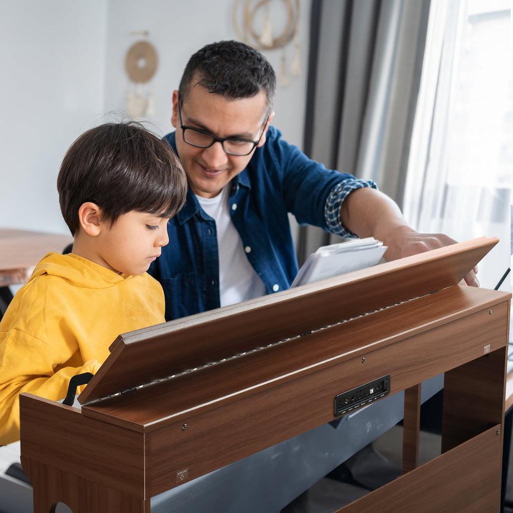 Glarry 88 Key Full Weighted Digital Piano with Furniture Stand, Audio