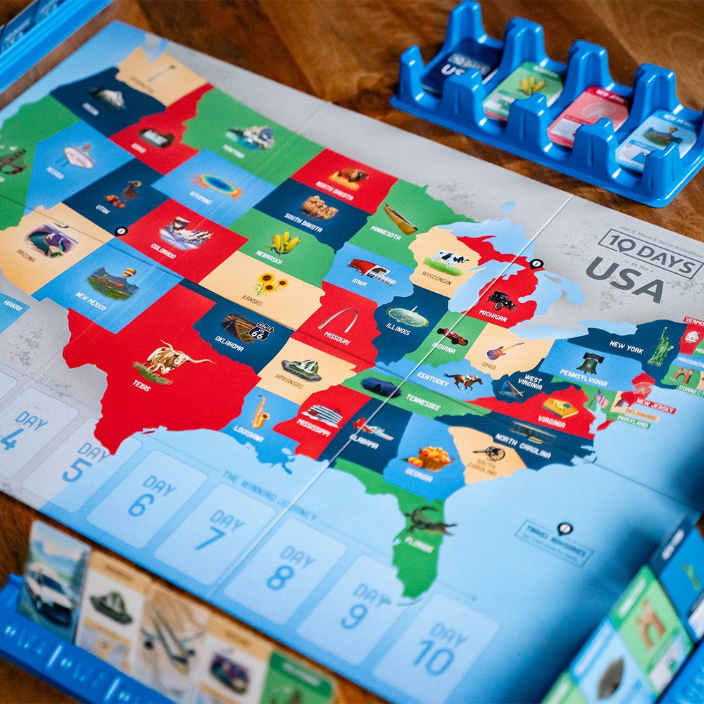 10 Days in The USA, Family Road Trip Board Game for All Ages, Designed