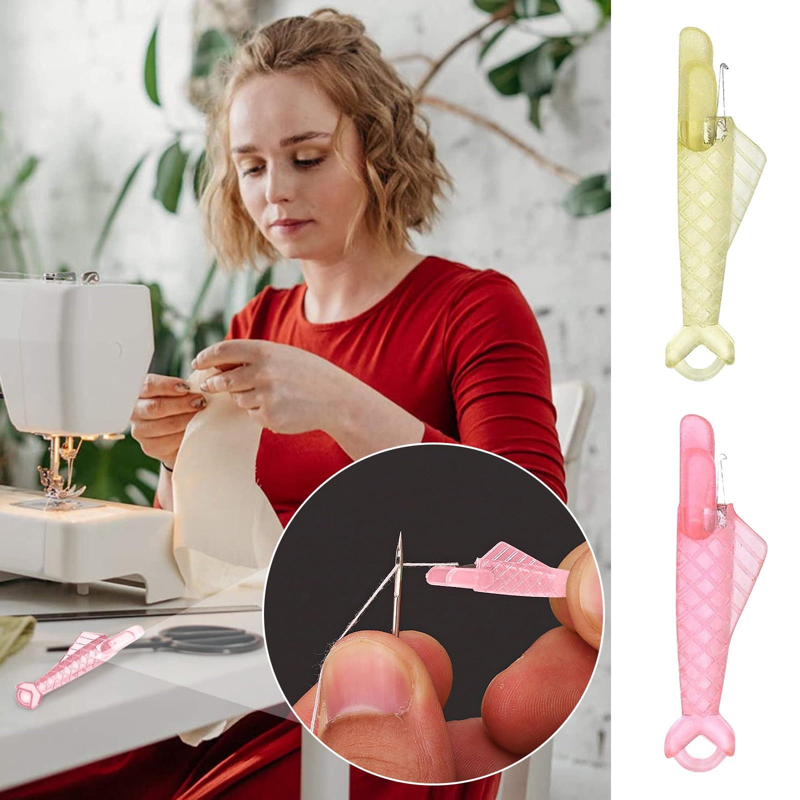 Vadktai Needle Threader, 20 Pcs Fish Type Sewing Machine Automatic, Se