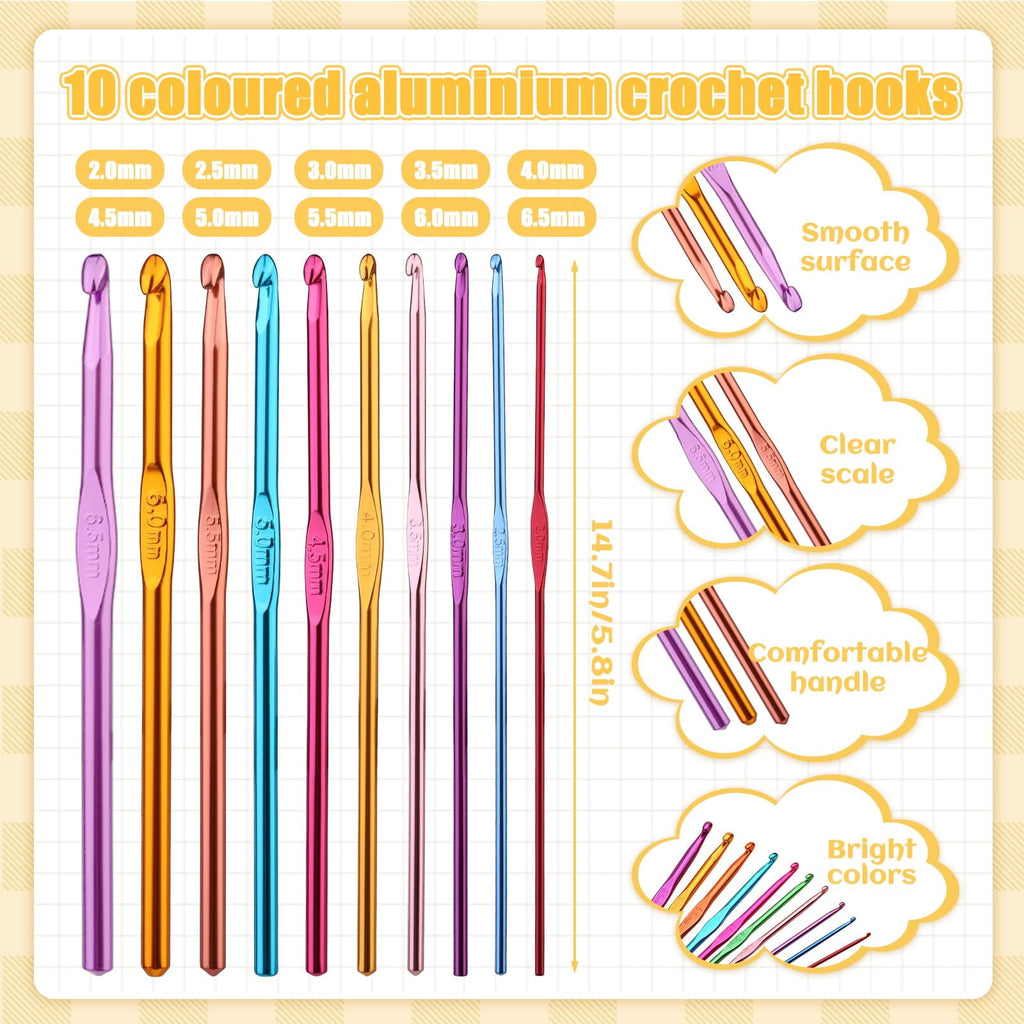Emlimny 54 Pcs Crochet Hooks Set, Crochet Needles Set with Purple Stor