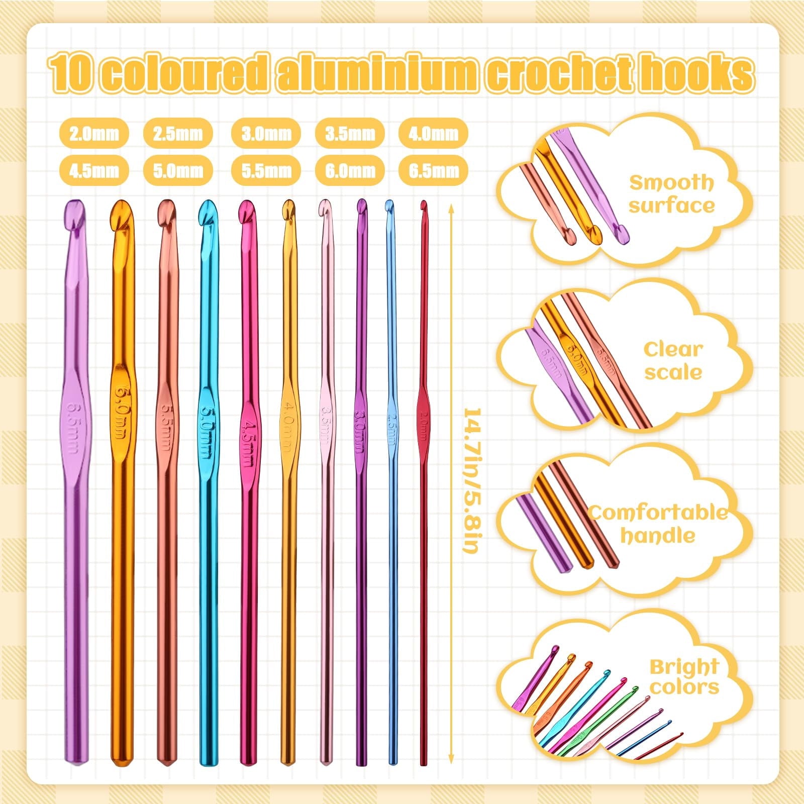 Emlimny 54 Pcs Crochet Hooks Set, Crochet Needles Set with Purple Stor
