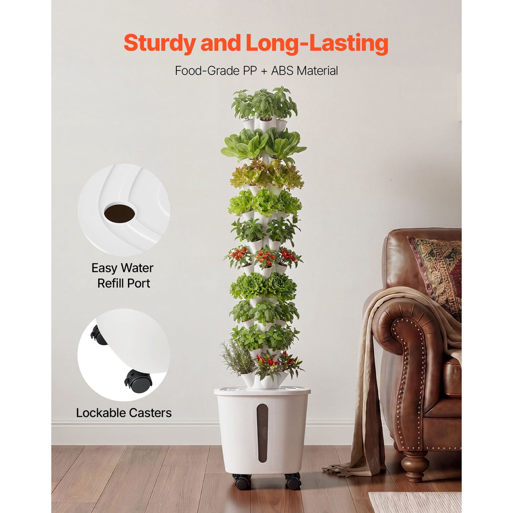 KFFKFF Hydroponic Tower System, 50 Pods 10-Tier Vertical Growing Kit w
