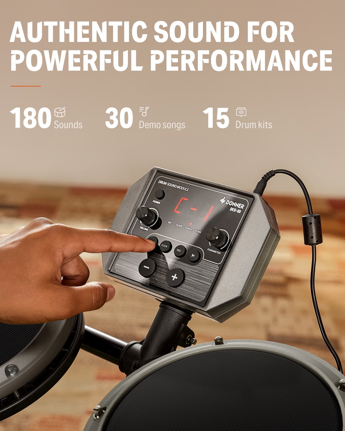 Donner Electric Drum Set for Beginner with 180+ Sounds, Quiet Mesh Kid