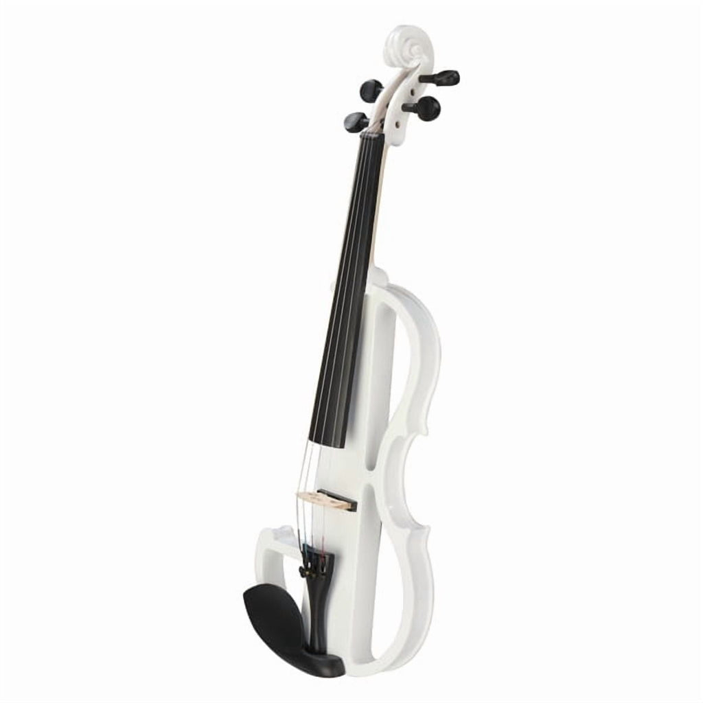 Full Size 4/4 Bunnel Edge Electric Silent Violin Set - White Finish wi