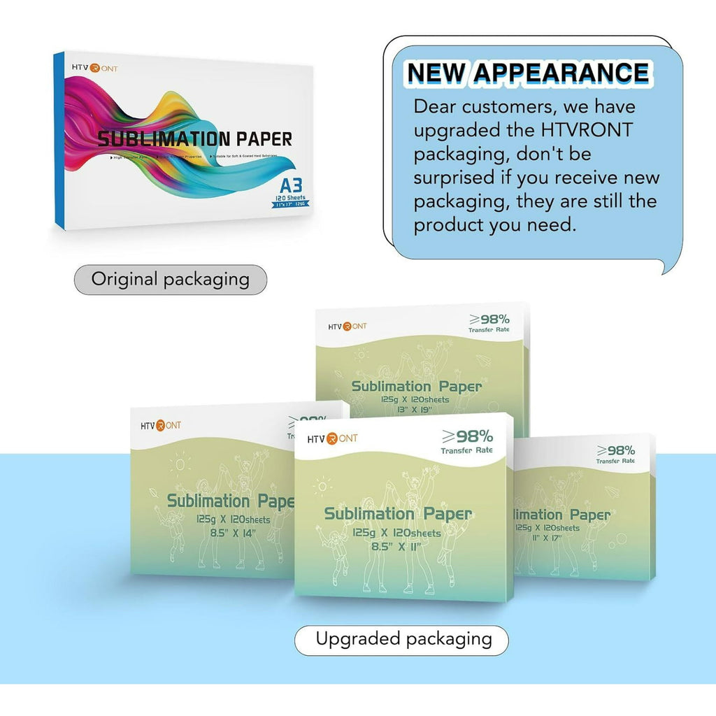 HTVRONT Sublimation Paper 8.5 x 11 Inch - 120 Sheets Easy to Transfer