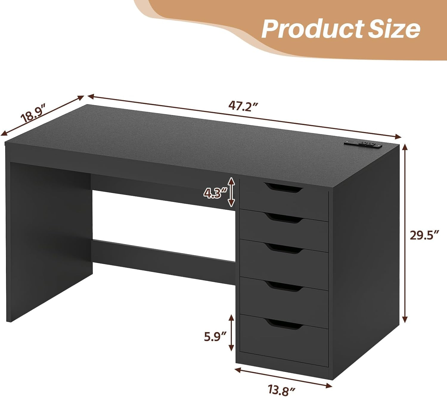 47 Inch Computer Desk With Multifunctional Storage