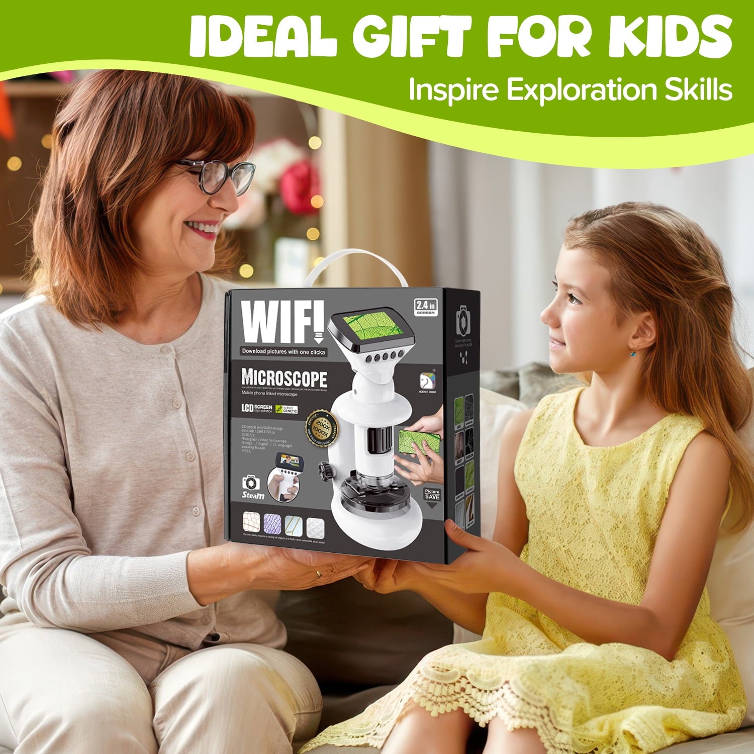 UUSUOO Microscope for Kids,Beginner STEM Microscope Kit,Educational To