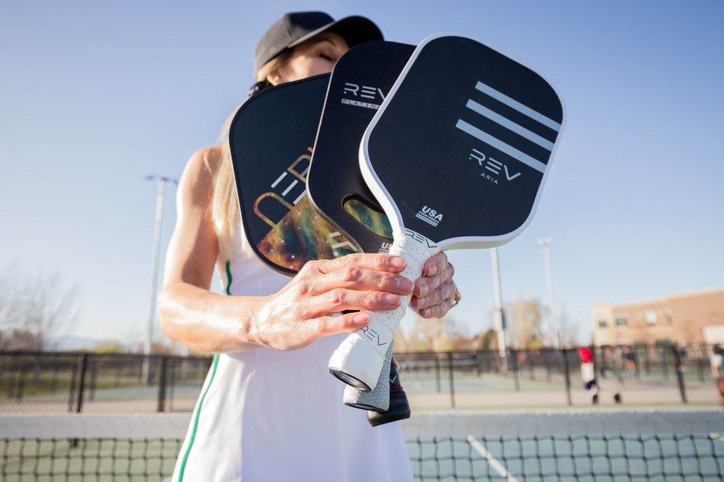 REV Aria Pickleball Paddle, Raw T700 Carbon Fiber Face, Polypropylene