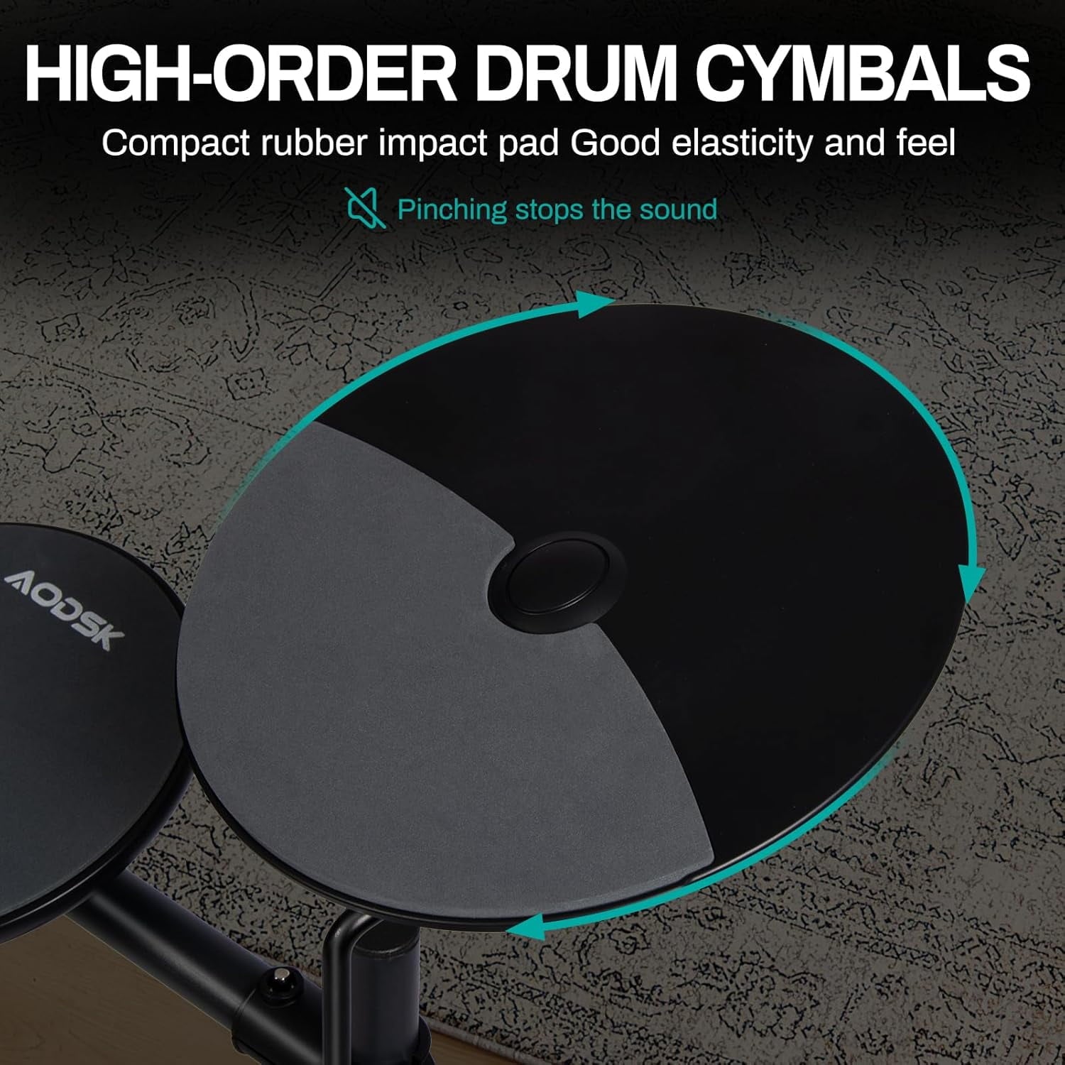 AODSK AED-100 Electric Drum Kit with 4 Quiet Pads, 200 Sounds, 2 Pedal