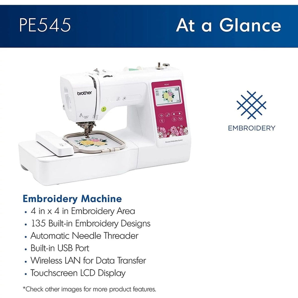 Brother PE545 Embroidery Machine with 4" x 4" Hoop & Accessories