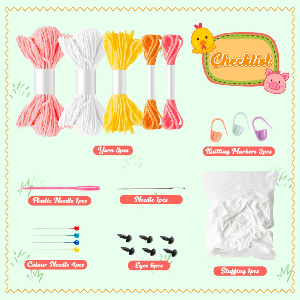 Laffact DIY Farm Animals Crochet Kit for Beginners Enthusiast, 3 Count