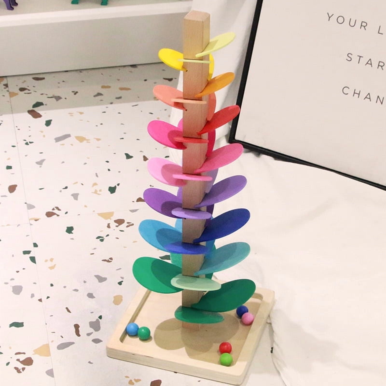 Dsseng Wooden Music Tree Toy for Kids, Ball Run Track Game for Toddler