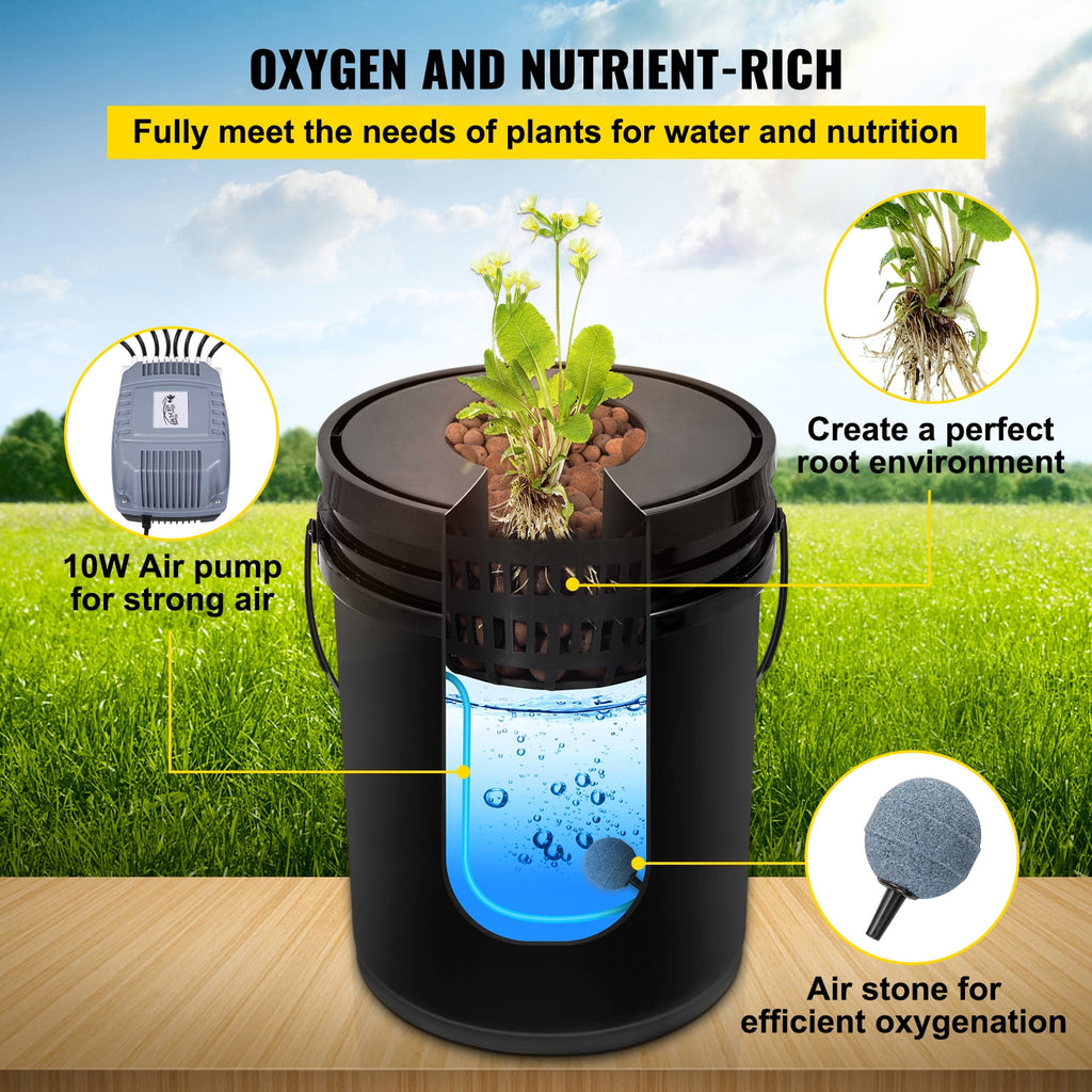 KFFKFF DWC Hydroponic System, 5 Gallon 8 Buckets, Deep Water Culture G