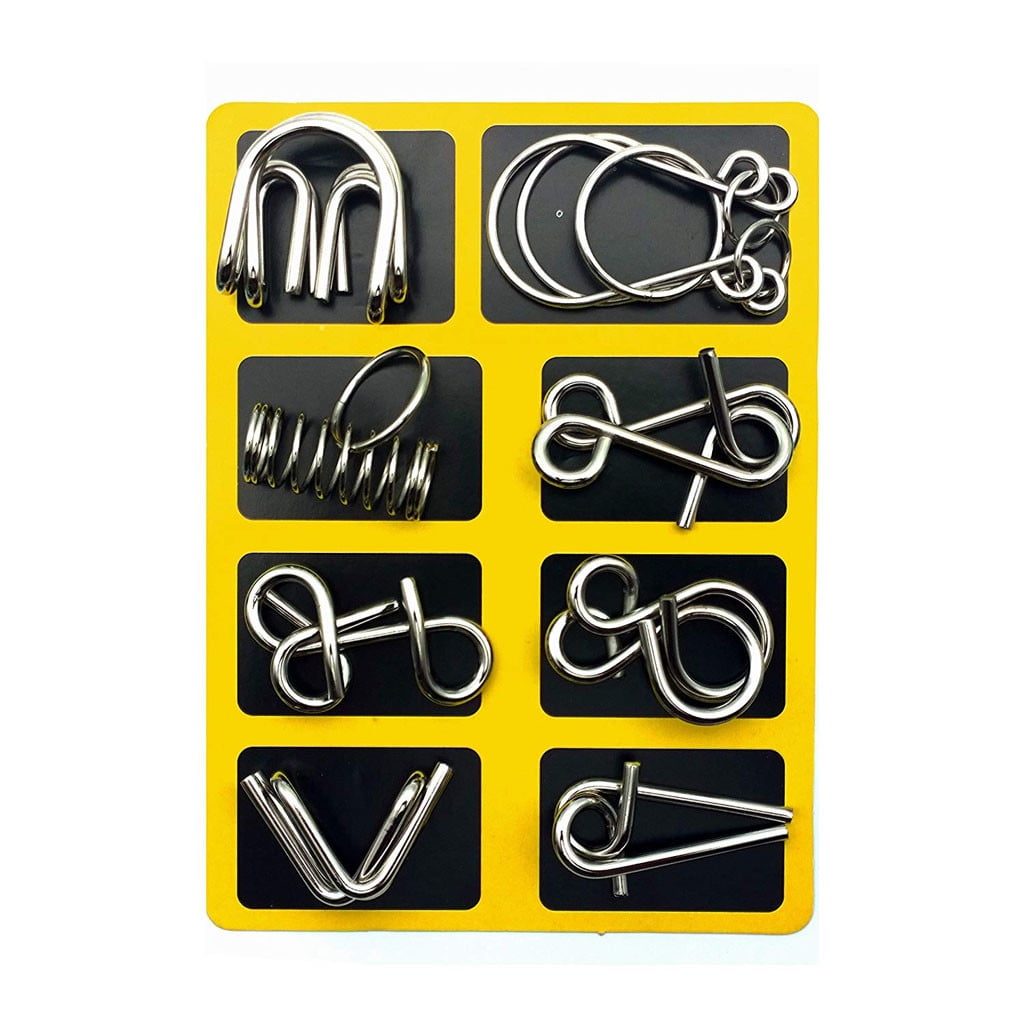 Brain Teaser Puzzles 16 Pcs Metal Wire Brain Puzzles Iq Logic Test Gam