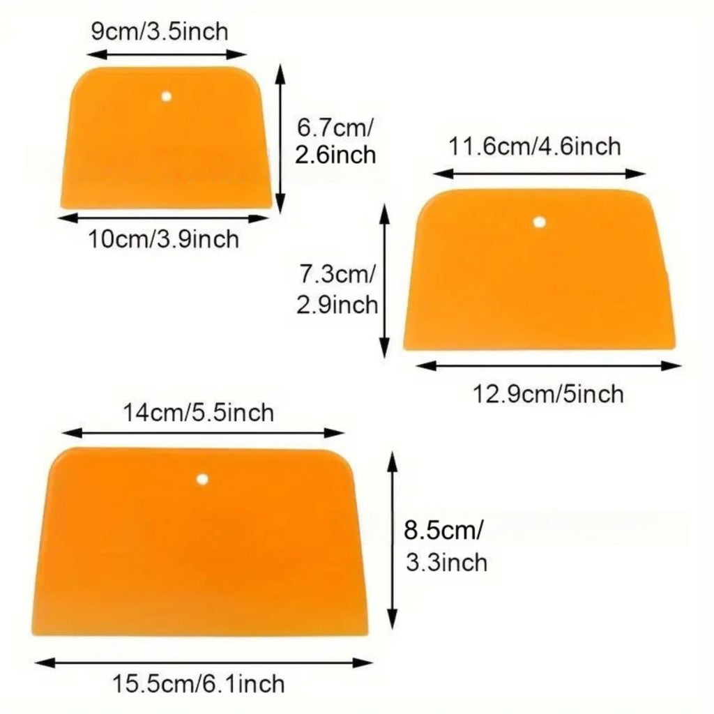 3Pcs Flexible Squeegee Set 6.3" Multi-size Wrap Application Scraper An
