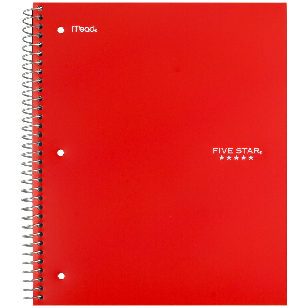 Five Star Spiral Notebook + Study App, 5 Subject, Wide Ruled, 8" x 10.