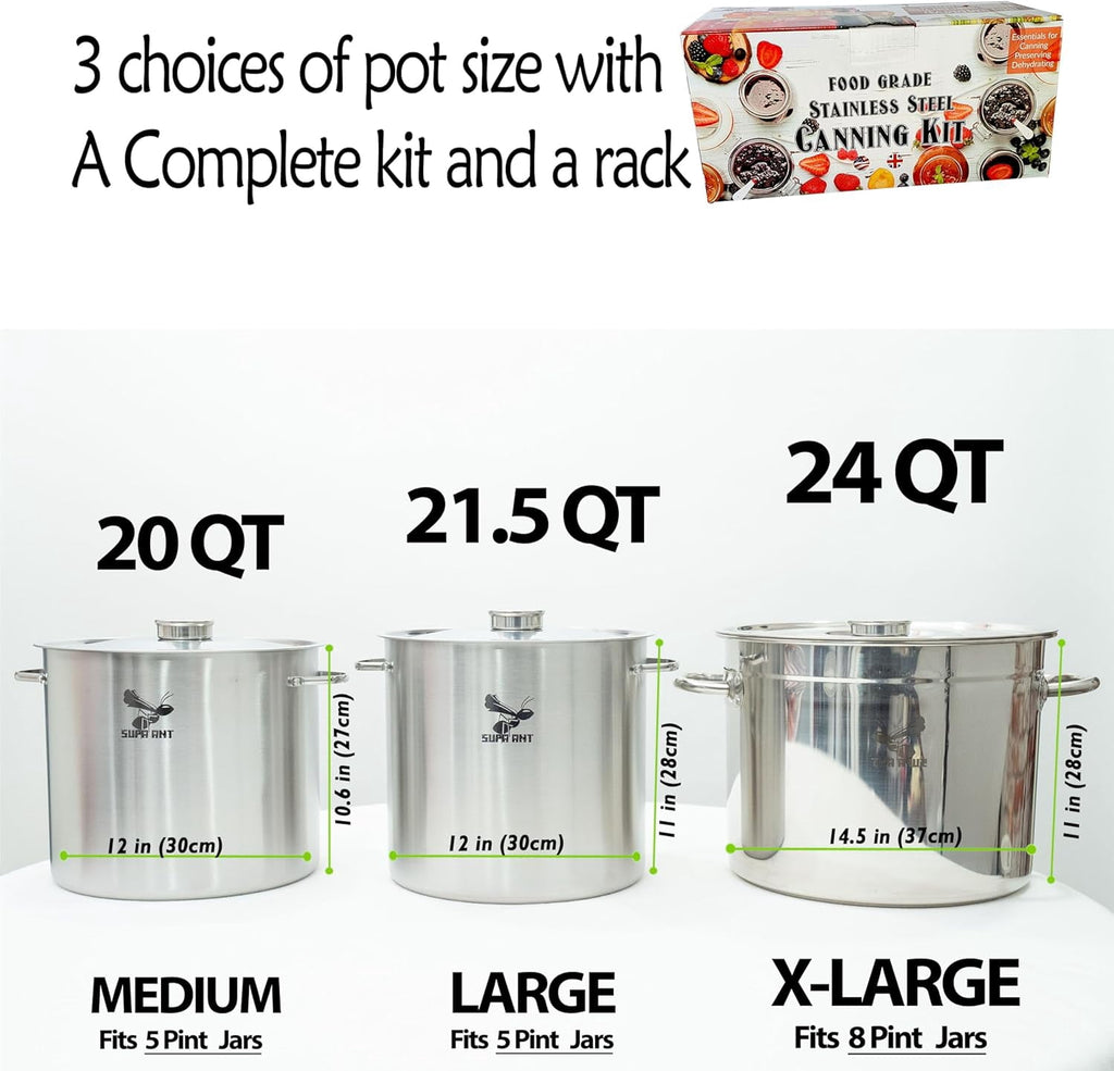 Supa Ant 20 Qt. Stainless Steel Water Bath Canning Pot with Canning Su