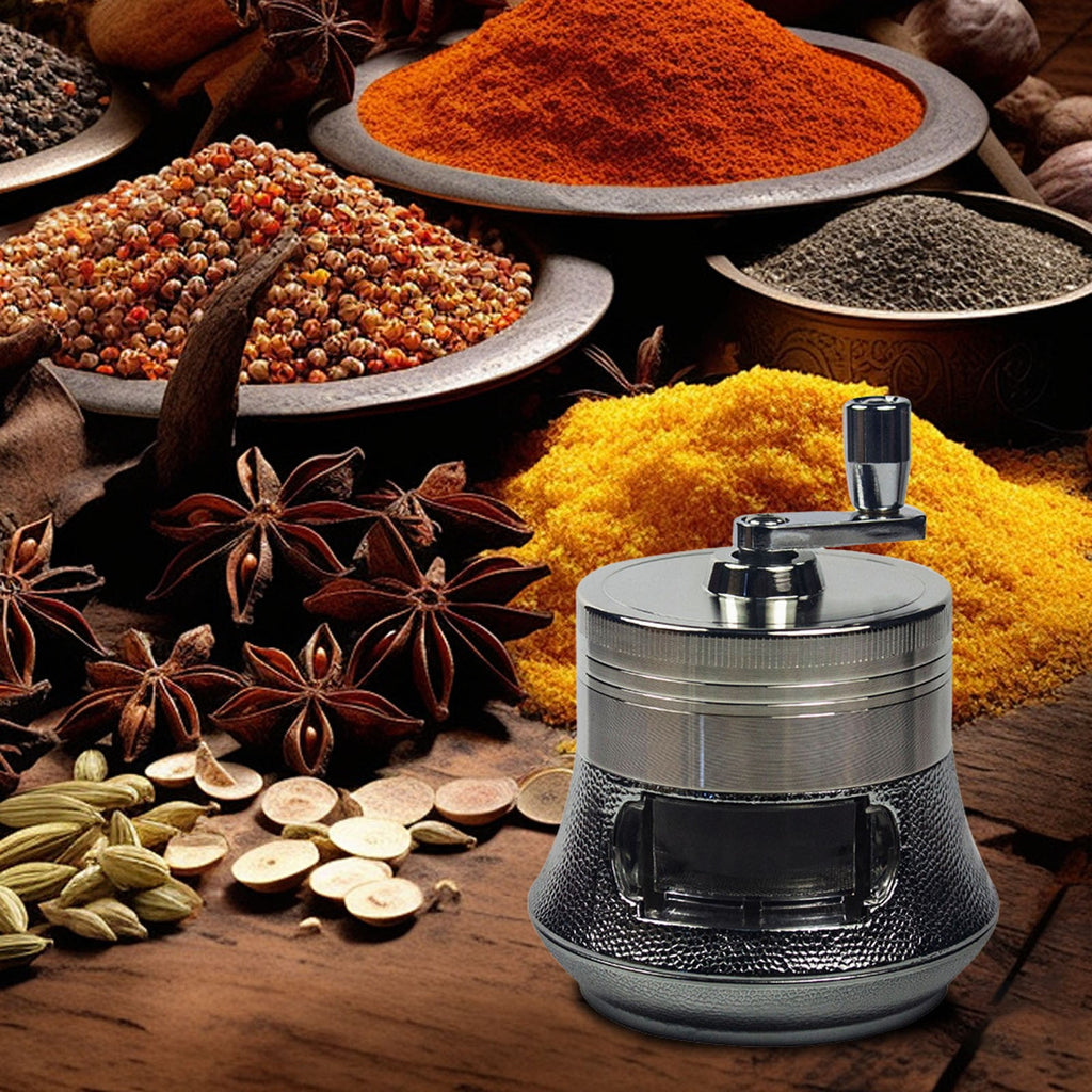 SUSHANG 4 Inch Hand Crank Grinder - Clear Top Coffee Bean & Spice Mill