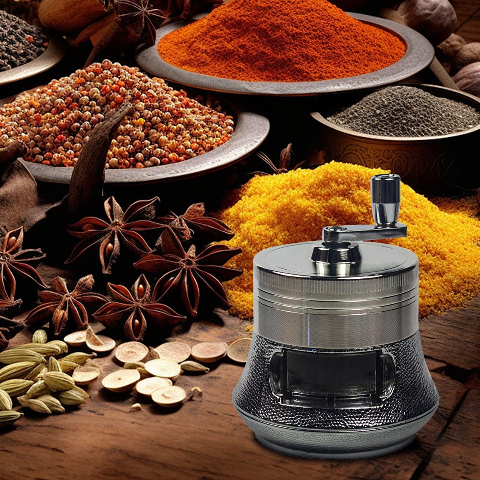 SUSHANG 4 Inch Hand Crank Grinder - Clear Top Coffee Bean & Spice Mill