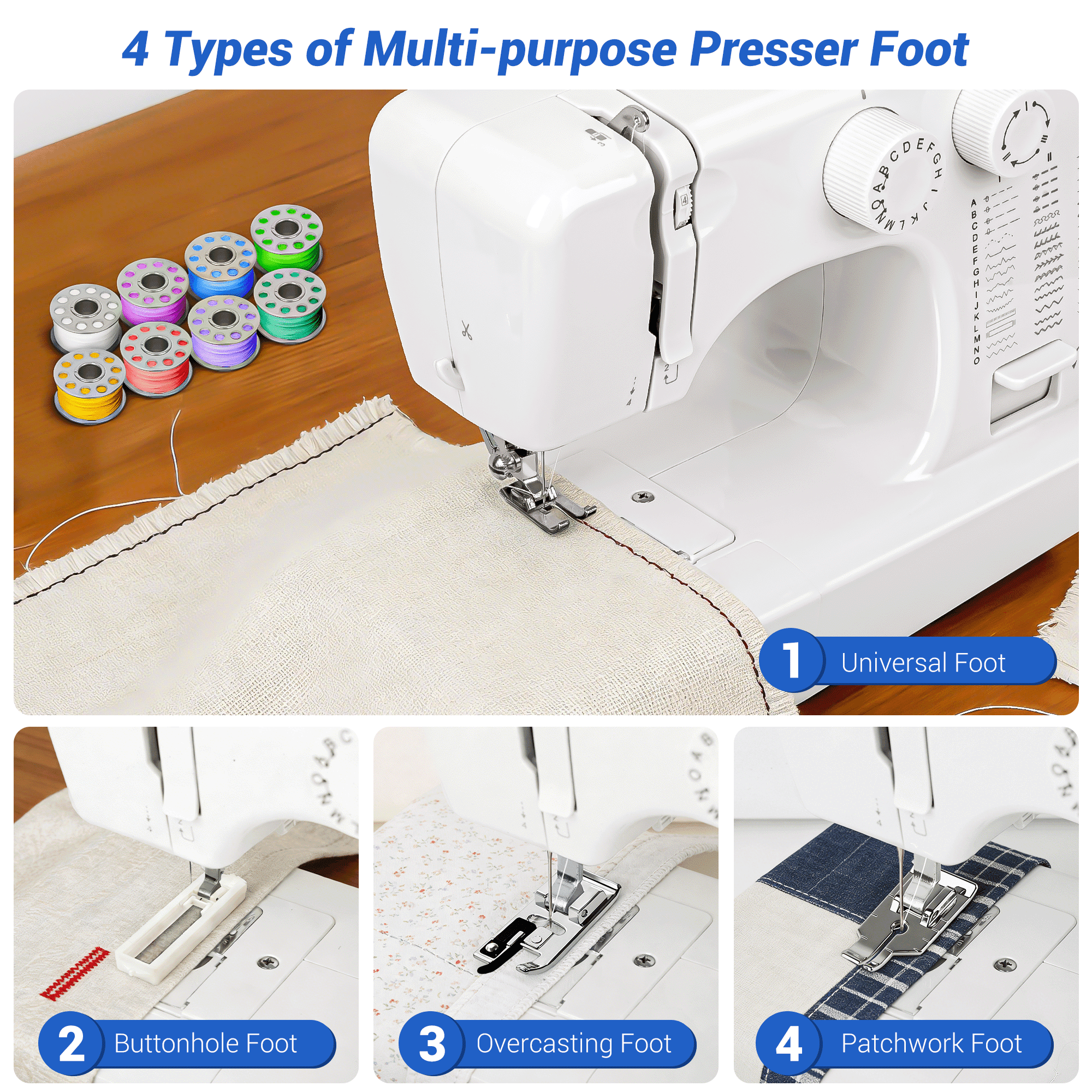 BCOOSS Sewing Machine for Beginner Portable Sewing Machine With 45 Sti