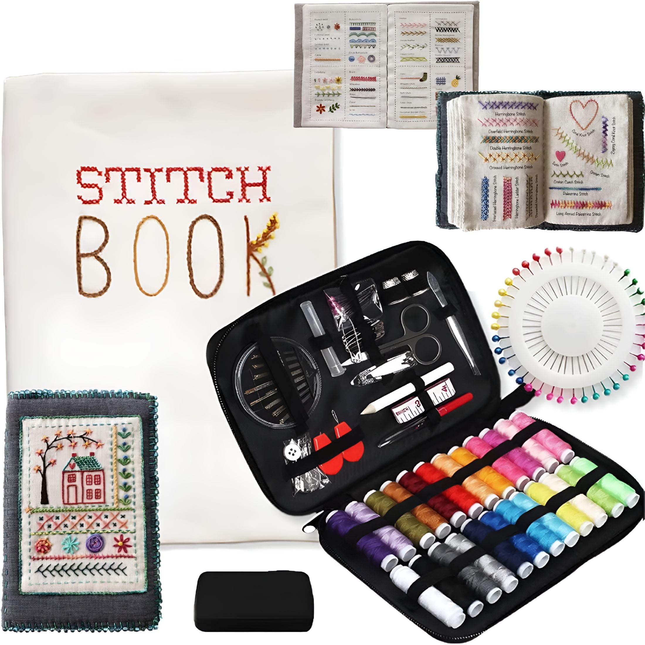 CCOCC DIY Stitch Book,Stitch Sample Book with Embroidery Stitch Name,E