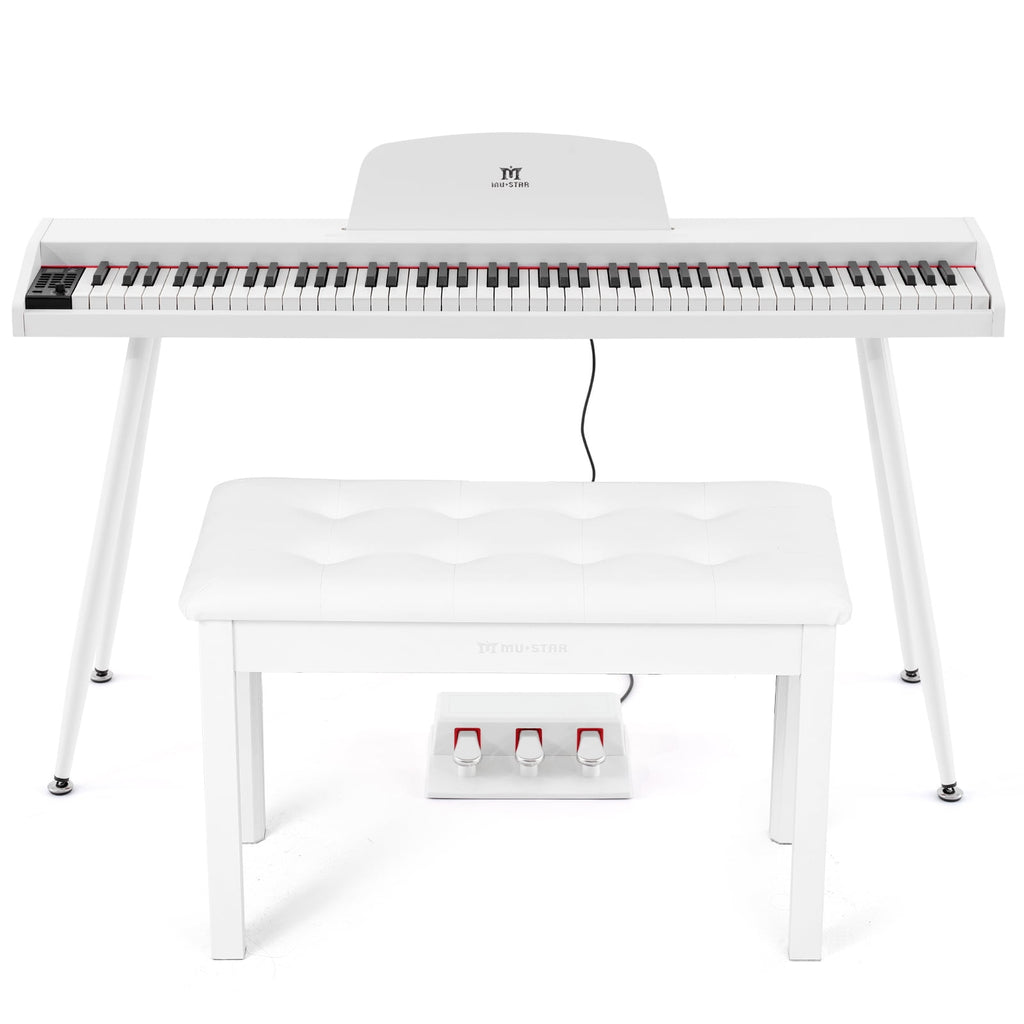 White 88Keys Semi Weighted Electric Digital Piano w/3-Pedal,USB/MIDI,S